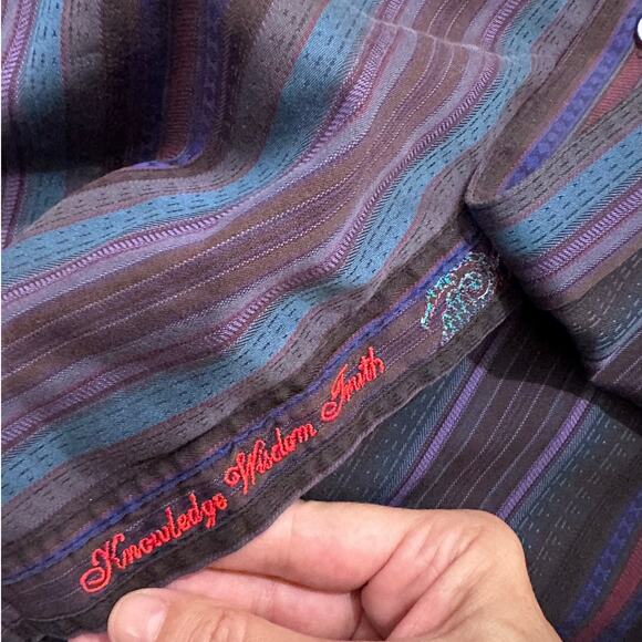 Robert Graham Purple Stripe Classic Fit Cotton Long Sleeve Shirt, XL - Picture 9 of 10